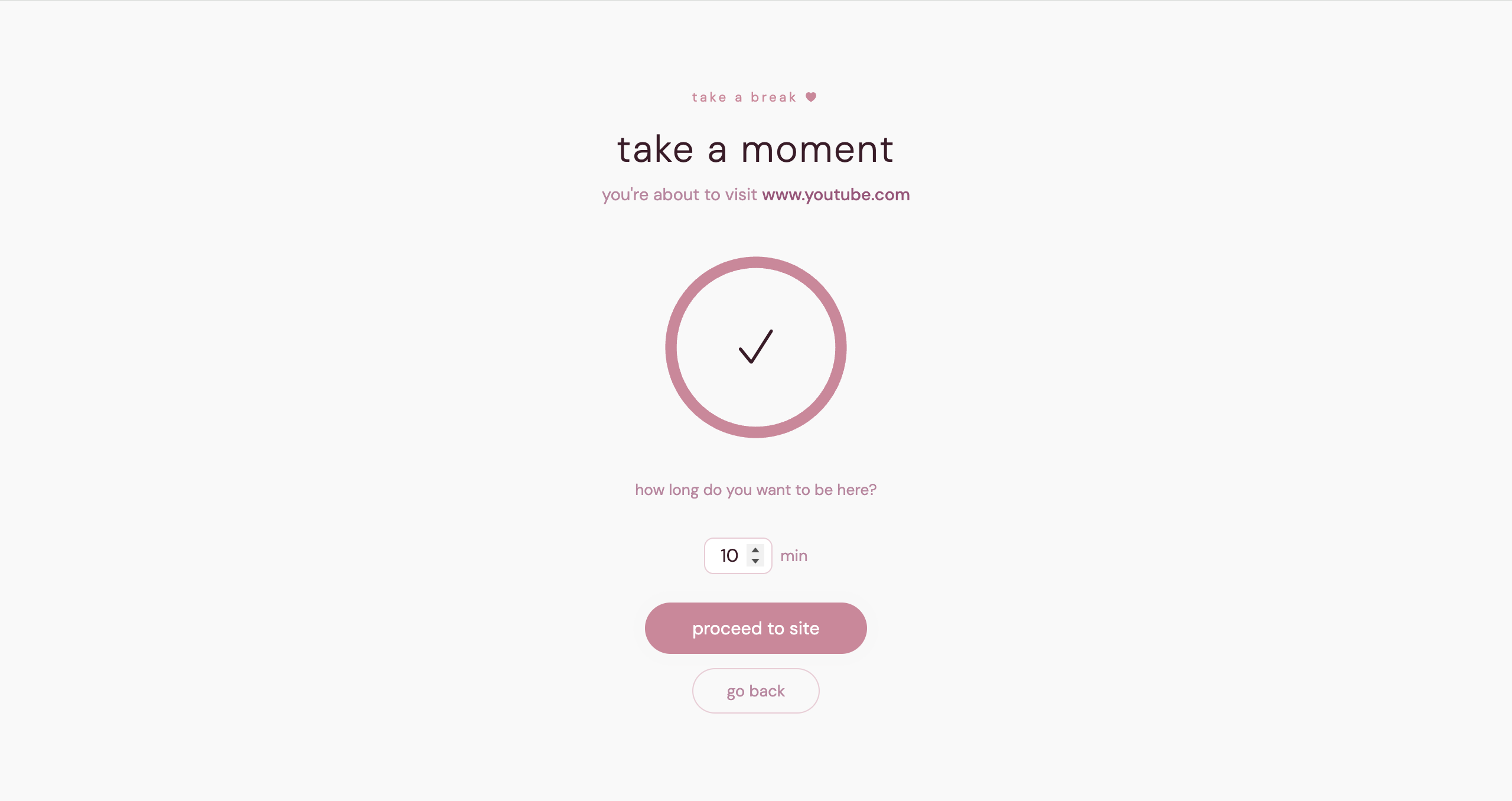 Mindful Browse interface