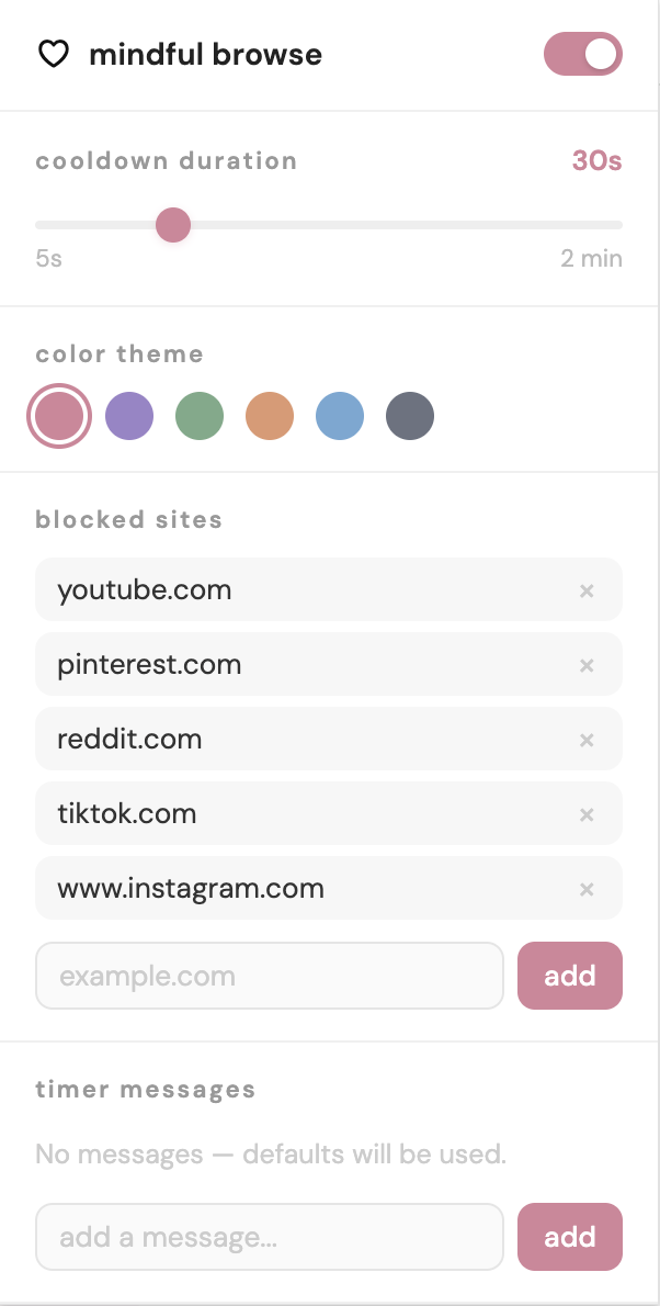 Mindful Browse UI